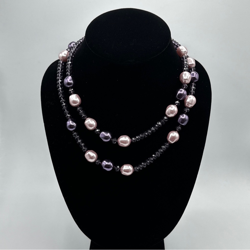 Vintage Nolan‎ Miller purple beaded necklace #250